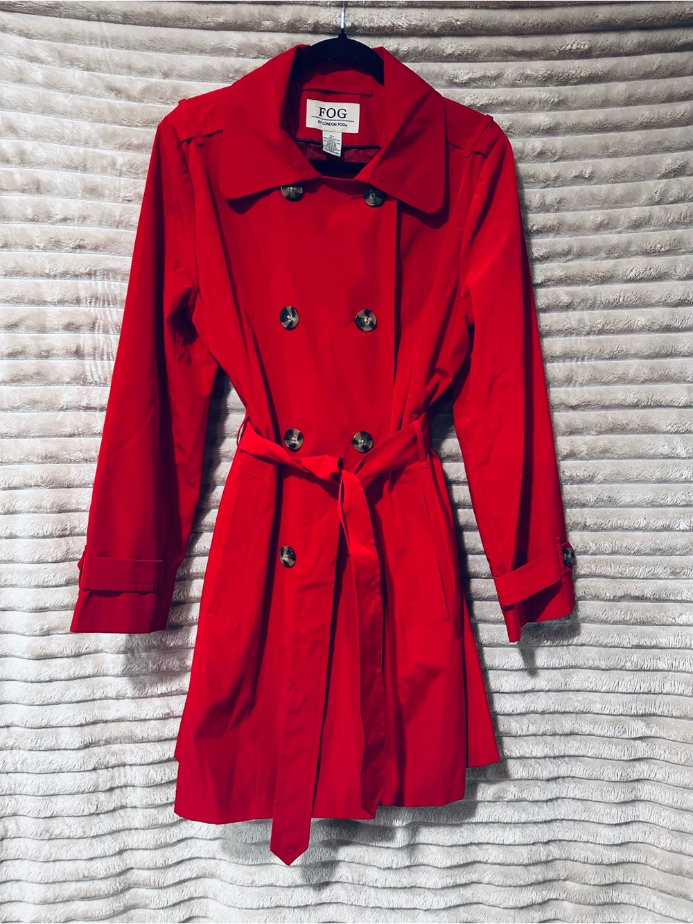 London fog cherry red midi Trench Coat
